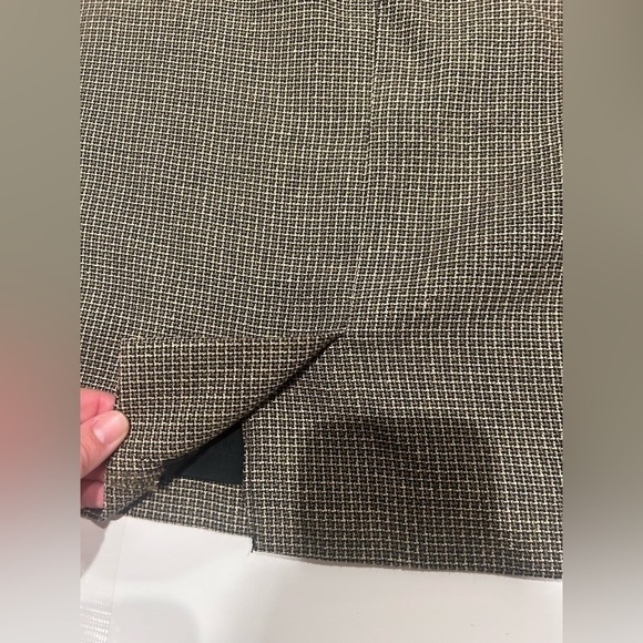 Linda Allard Ellen Tracy Pencil Skirt 8 Silk Wool Blend Tan Zipper Business - Picture 6 of 8